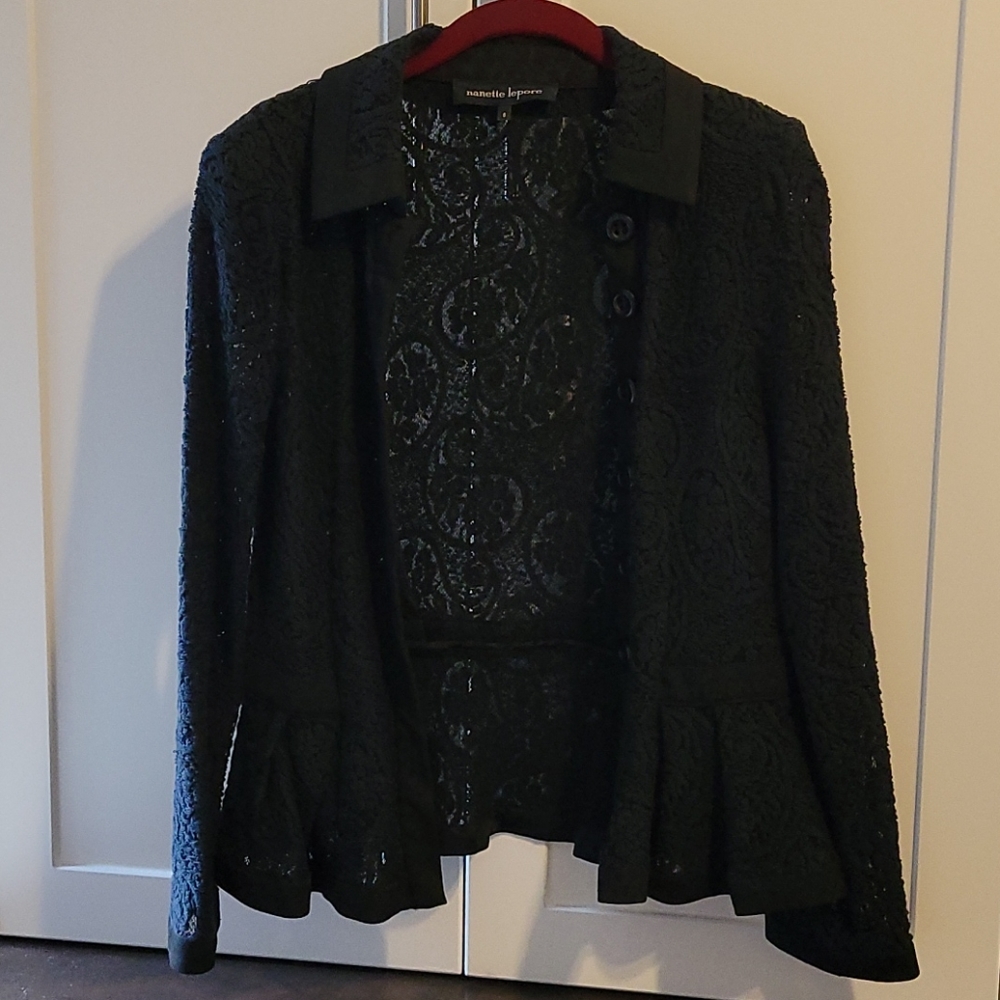 Nanette Lepore black lace peplum jacket